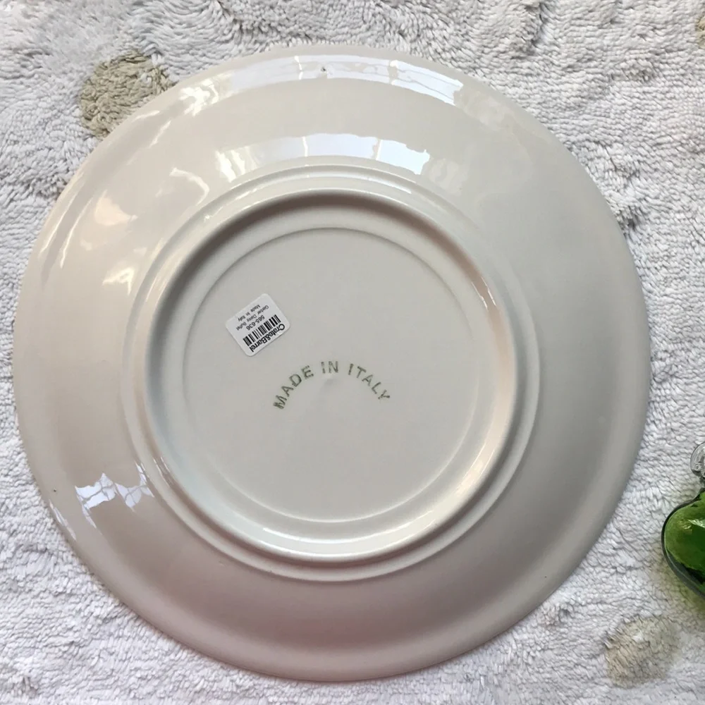 Crate & Barrel Gerber Daisy Buffet Plate made in Italy shades of green